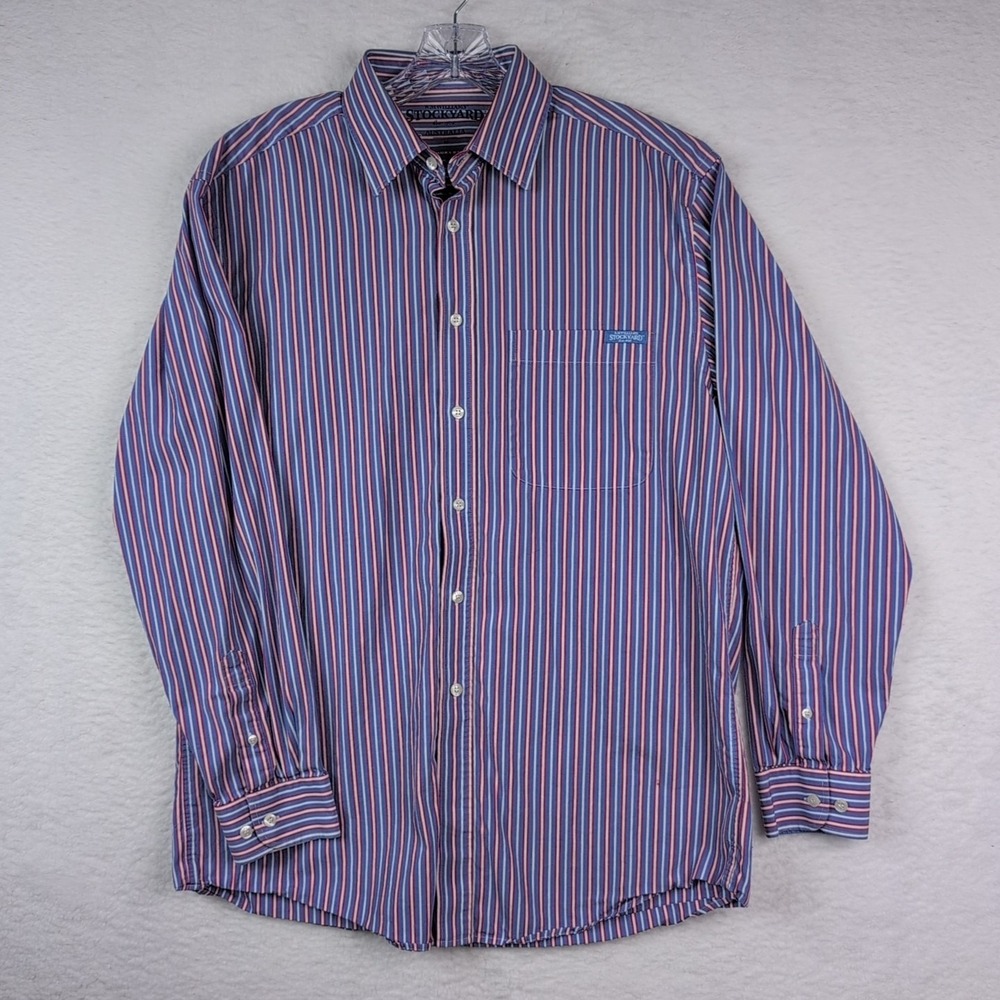 RM Williams Stockyard Shirt‎ Mens Medium Blue White Red Striped Button Down